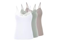 esmara 3 dames spaghettitopjes (grijs/mint/wit, L (44-46))