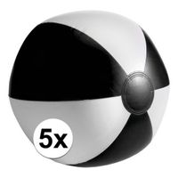 5x Opblaasbare speelgoed strandballen zwart   - - thumbnail