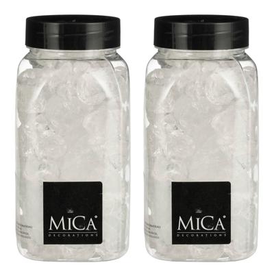 Mica Decorations decoratie stenen - 2x - groot - 650 ml - 25-30 mm - transparant