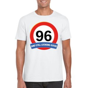 Verkeersbord 96 jaar t-shirt wit heren