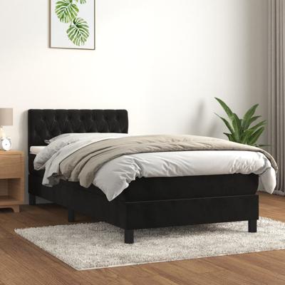 Boxspring met matras fluweel zwart 100x200 cm