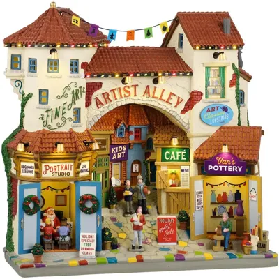 Lemax artist alley verlichte facade Caddington Village 2024