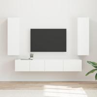 Tv-meubelset Wandgemonteerd 3 pcs Wit Bewerkt hout
