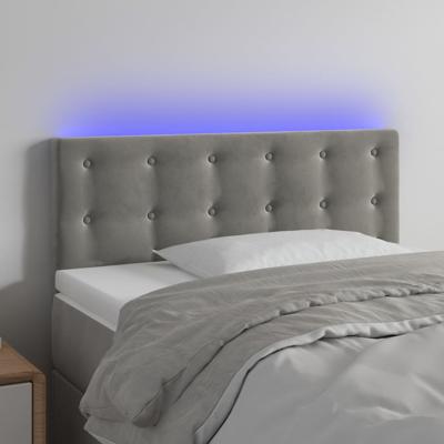 Hoofdbord LED 90x5x78/88 cm fluweel lichtgrijs