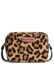 DSQUARED2 logo-plaque leopard-print cross body bag - Tons neutres