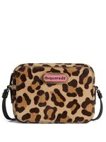 DSQUARED2 logo-plaque leopard-print cross body bag - Tons neutres