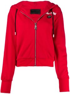 Philipp Plein sweat zippé à logo et capuche - Rouge