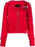 Philipp Plein sweat zippé à logo et capuche - Rouge - thumbnail