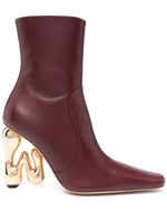 JW Anderson bottines en cuir à talon sculpté 105 mm - Rouge