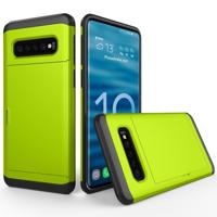 Schokbestendig robuuste Armor beschermende case voor Galaxy S10 met kaartsleuf (groen)