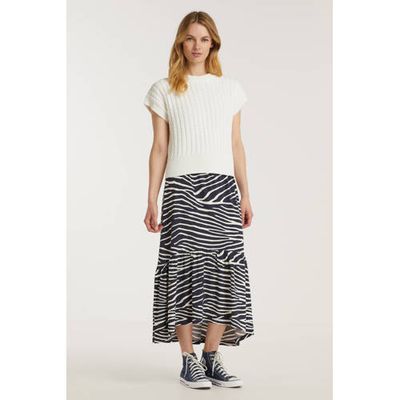 Geisha rok met all over print donkerblauw/wit