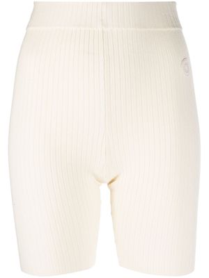 Sporty & Rich short nervuré à patch logo - Blanc