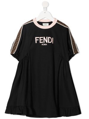Fendi Kids robe à logo imprimé - Noir