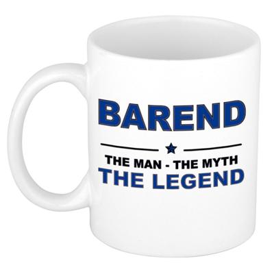 Barend cadeau mok - man myth legend - naam koffiemok / beker - wit en blauw - 300 ml