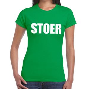 Stoer tekst t-shirt groen dames