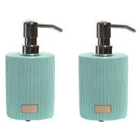 2x stuks zeeppompje/dispenser mintgroen keramiek 10 x 16 cm