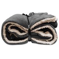 Unique Living | Lars coral fleece|suede plaid 150x200cm dark grey