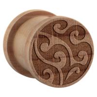 Ribbed Plug met Maori Design Hout Tunnels & Plugs