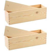 Houten wijnkist/verpakking met schuifdeksel - 2x - 36 x 11 x 11 cm - Wijnkistje/wijndoos Houten wijnkist/verpakking met schuifdeksel - 2x - 36 x 11 x 11 cm - Wijnkistje/wijndoos