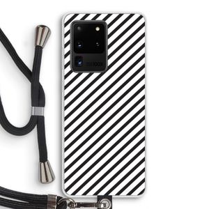 Strepen zwart-wit: Samsung Galaxy S20 Ultra Transparant Hoesje met koord