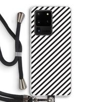 Strepen zwart-wit: Samsung Galaxy S20 Ultra Transparant Hoesje met koord