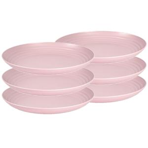 PlasticForte Bord - Set van 6x stuks - D25 cm - roze - kunststof - rond - camping bord - dinerbord