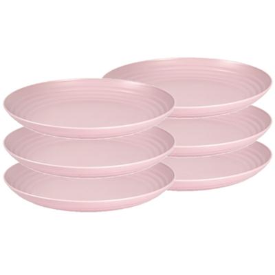 PlasticForte Bord - Set van 6x stuks - D25 cm - roze - kunststof - rond - camping bord - dinerbord