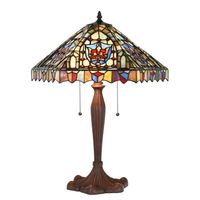 LumiLamp Tiffany Tafellamp Ø 47x60 cm Beige Blauw Glas Kunststof Rond Tiffany Bureaulamp Beige Tiffany Bureaulamp - thumbnail