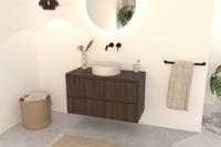 Donker Eiken Badkamermeubel Nila 100 cm - Ribbels met 2 Softclose Lades