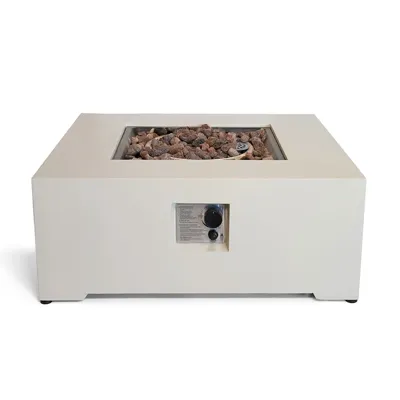 Estate Square 88 Oyster Beige - Vierkante Gashaardtafel | Happy Cocooning | Vuurtafel met gasbrander | Beige