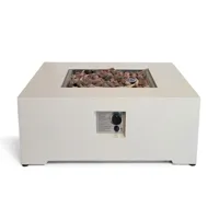 Estate Square 88 Oyster Beige - Vierkante Gashaardtafel | Happy Cocooning | Vuurtafel met gasbrander | Beige