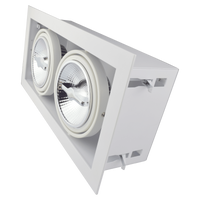 Wit trimless armatuur inbouw 2-voudig voor LED spot 2xAR111 draaibaar en kantelbaar, wordt met zichtbare rand in het stucwerk gemonteerd