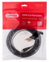 UNITEK HDMI CABLE 2.0 4K60HZ FLAT 5M C11063BK-5M - Kabel - Digital/Display/Video HDMI kabel 5 m HDMI Type A (Standaard) Zwart