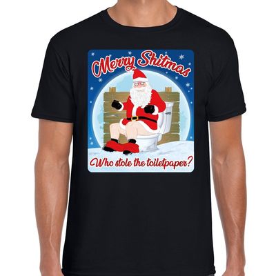 Fout kerst t-shirt merry shitmas toiletpaper zwart voor heren Fout kerst t-shirt merry shitmas toiletpaper zwart voor heren