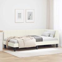 Hoekbedframe met hoofdeinde Crème 90 x 190 cm Fluweel