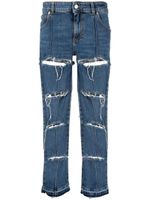 Alexander McQueen distressed cropped jeans - Bleu