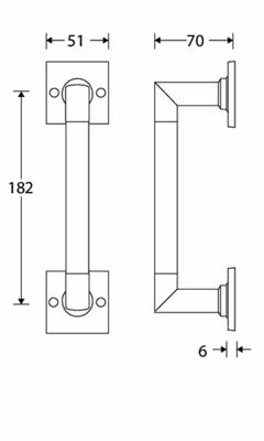 Deurgreep BH op vierk r. MTO-ebben 182mm