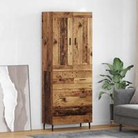 Hoge kast met lade 2 pcs Oud Hout Geengineerd Hout en Glas