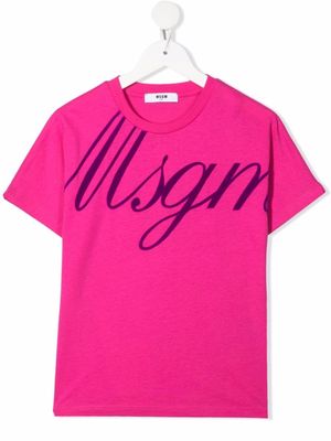MSGM Kids t-shirt à logo imprimé - Rose