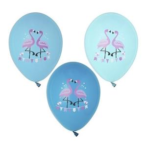 Verjaardag/feest ballonnen - 12x - blauw - Flamingo print - Tropisch/Hawaii thema