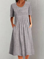 Casual Crew Neck Loose Dress With No - thumbnail