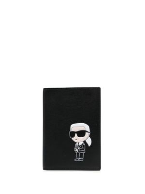 Karl Lagerfeld étui pour passeport Ikon en cuir - Noir