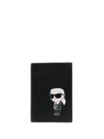 Karl Lagerfeld étui pour passeport Ikonik en cuir - Noir - thumbnail