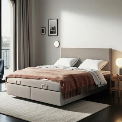 Boxspring Julia Met Opbergruimte 160x200 Cm Beige Excl. Montage Medium & Met Opbergruimte & Vlak Dekbed Discounter - Dekbed-Discounter.nl