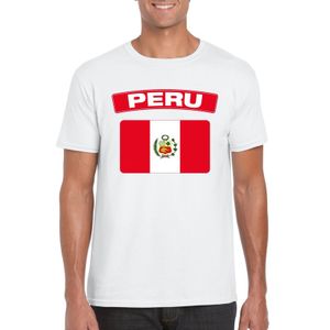 T-shirt met Peruaanse vlag wit heren