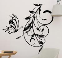 Muurstickers planten Vlinder blad