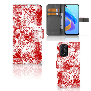 Telefoonhoesje met Naam OPPO A76 | A96 Angel Skull Rood