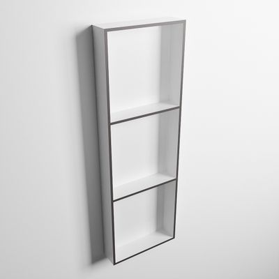 MONDIAZ EASY Nis 89,5x29,5cm in solid surface kleur DarkGrey | Talc. 3 vakken geschikt voor in- of opbouw