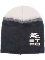 ETRO chapeau en laine vierge à logo imprimé - Bleu - thumbnail