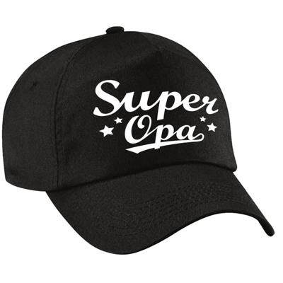 Super opa cadeau pet / baseball cap - zwart - voor heren - kado voor opa - vaderdag